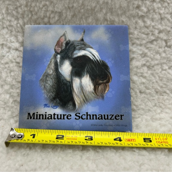 Miniature Schnauzer decorative tile 4.5" Made in USA  blue paw prints - Picture 2 of 6